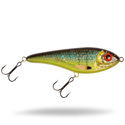 Strike Pro Buster Swim 13cm Slow Sinking in verschiedenen Dekoren mit Drillingen